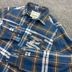 Cakeworthy Universal Monsters‎ Wolf Man Flannel Shirt Plaid Horror Blue 2XL Mens